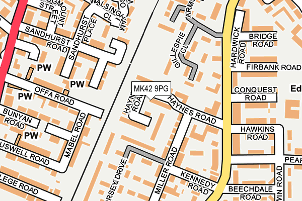 MK42 9PG map - OS OpenMap – Local (Ordnance Survey)