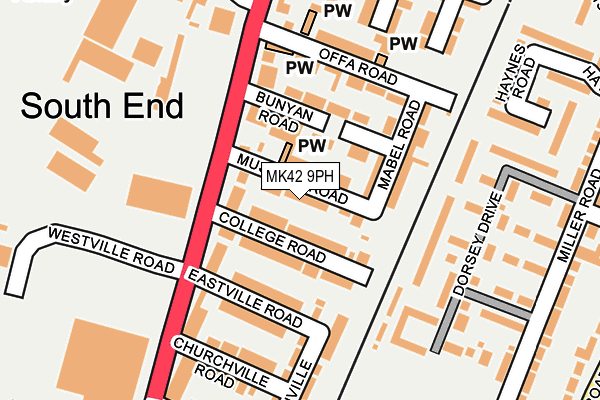 MK42 9PH map - OS OpenMap – Local (Ordnance Survey)