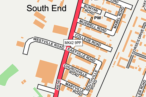 MK42 9PP map - OS OpenMap – Local (Ordnance Survey)