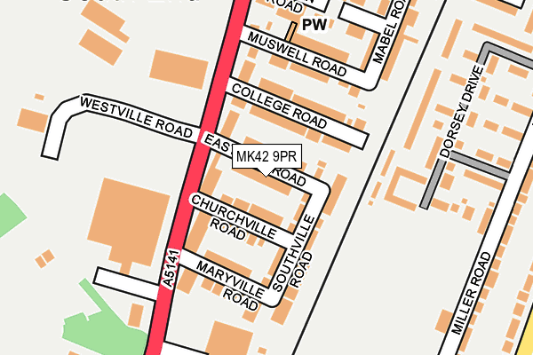 MK42 9PR map - OS OpenMap – Local (Ordnance Survey)