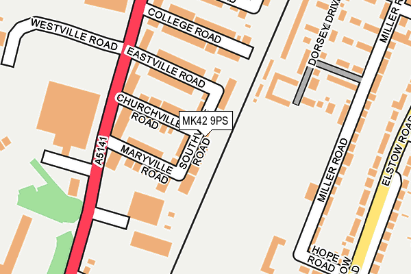 MK42 9PS map - OS OpenMap – Local (Ordnance Survey)