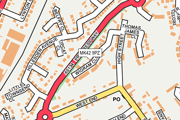 MK42 9PZ map - OS OpenMap – Local (Ordnance Survey)