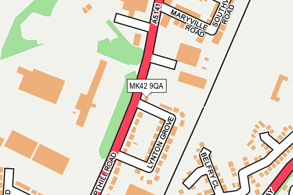 MK42 9QA map - OS OpenMap – Local (Ordnance Survey)