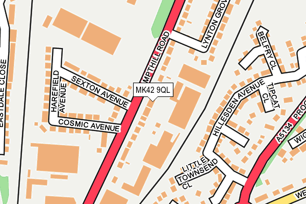 MK42 9QL map - OS OpenMap – Local (Ordnance Survey)