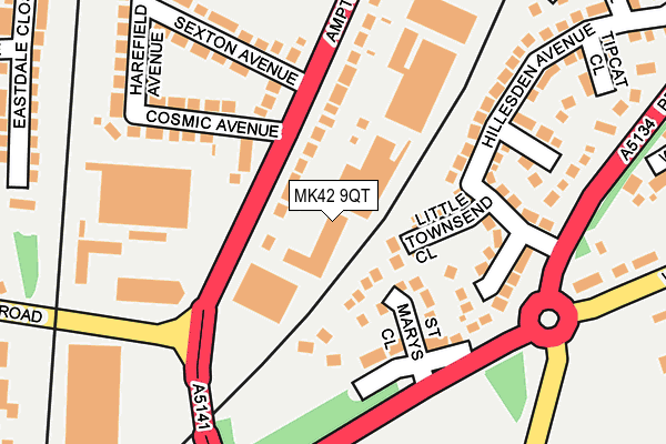 MK42 9QT map - OS OpenMap – Local (Ordnance Survey)