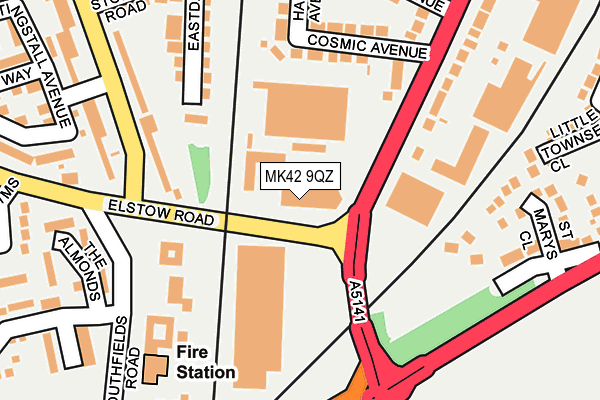 MK42 9QZ map - OS OpenMap – Local (Ordnance Survey)
