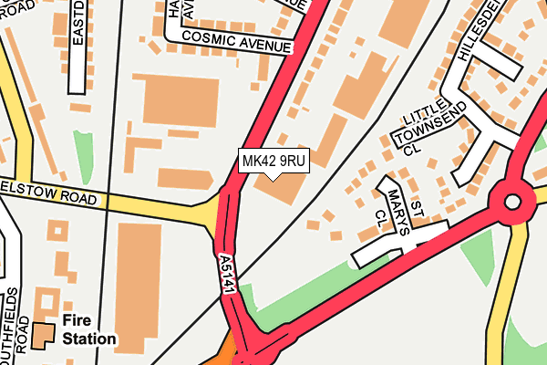 MK42 9RU map - OS OpenMap – Local (Ordnance Survey)