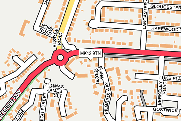 MK42 9TN map - OS OpenMap – Local (Ordnance Survey)