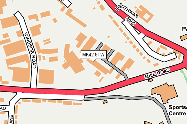 MK42 9TW map - OS OpenMap – Local (Ordnance Survey)