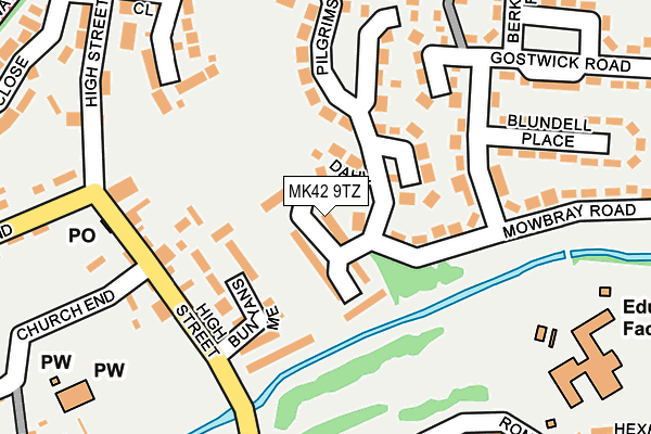 MK42 9TZ map - OS OpenMap – Local (Ordnance Survey)