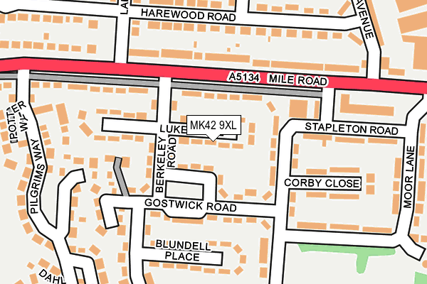 MK42 9XL map - OS OpenMap – Local (Ordnance Survey)