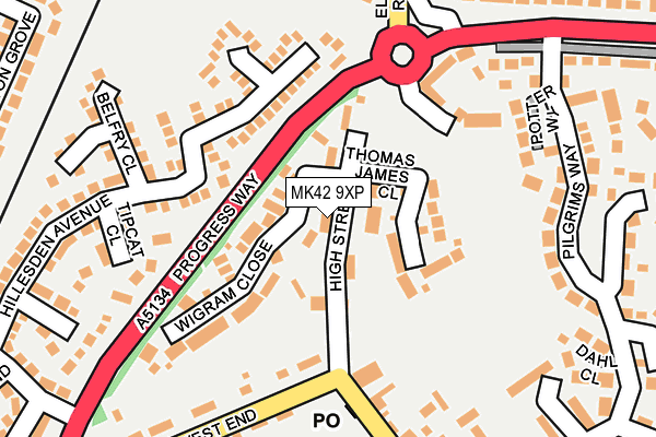 MK42 9XP map - OS OpenMap – Local (Ordnance Survey)