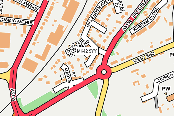 MK42 9YY map - OS OpenMap – Local (Ordnance Survey)