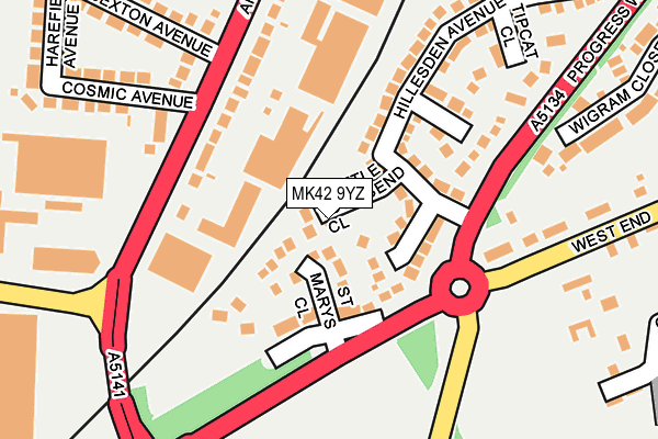 MK42 9YZ map - OS OpenMap – Local (Ordnance Survey)