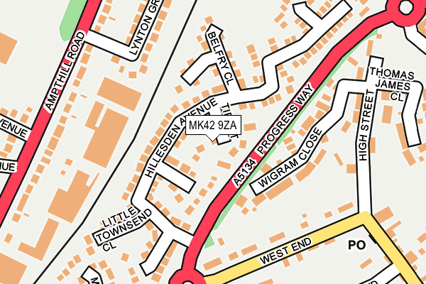 MK42 9ZA map - OS OpenMap – Local (Ordnance Survey)