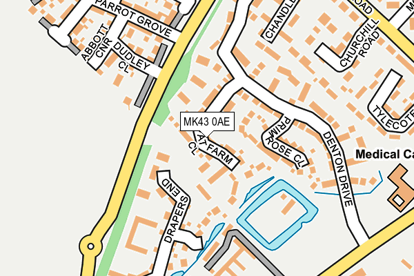 MK43 0AE map - OS OpenMap – Local (Ordnance Survey)