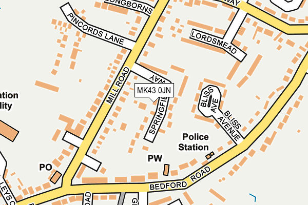 MK43 0JN map - OS OpenMap – Local (Ordnance Survey)