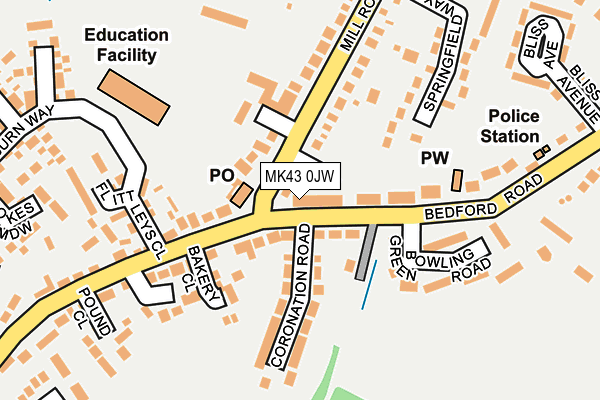 MK43 0JW map - OS OpenMap – Local (Ordnance Survey)