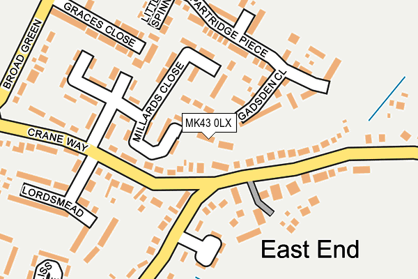 MK43 0LX map - OS OpenMap – Local (Ordnance Survey)