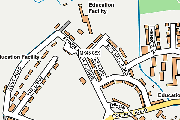 MK43 0SX map - OS OpenMap – Local (Ordnance Survey)