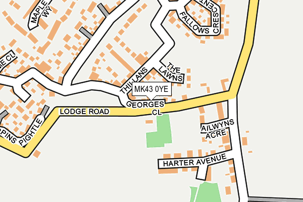 MK43 0YE map - OS OpenMap – Local (Ordnance Survey)
