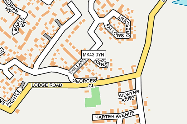 MK43 0YN map - OS OpenMap – Local (Ordnance Survey)