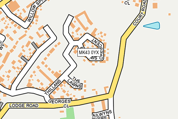 MK43 0YX map - OS OpenMap – Local (Ordnance Survey)