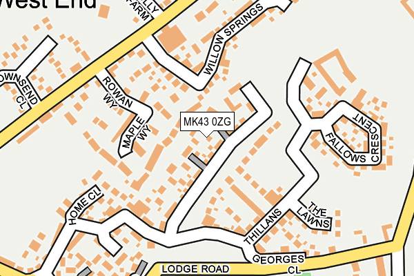 MK43 0ZG map - OS OpenMap – Local (Ordnance Survey)