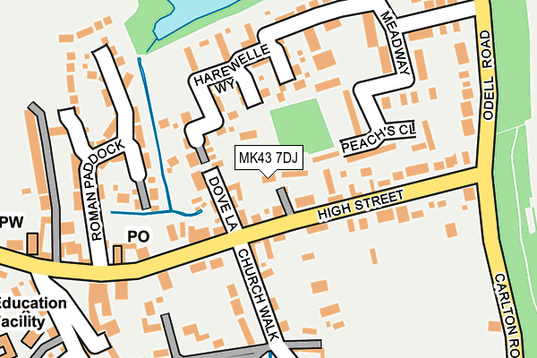 MK43 7DJ map - OS OpenMap – Local (Ordnance Survey)