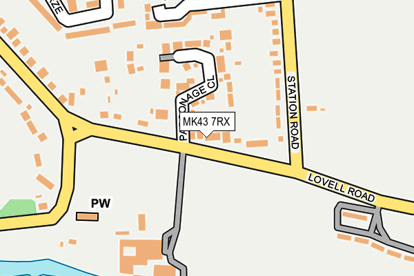 MK43 7RX map - OS OpenMap – Local (Ordnance Survey)