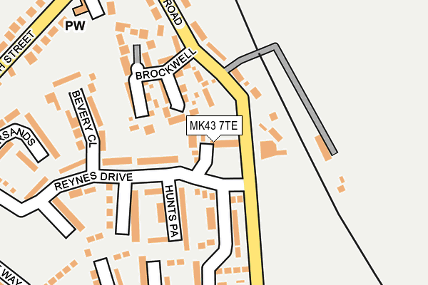 MK43 7TE map - OS OpenMap – Local (Ordnance Survey)