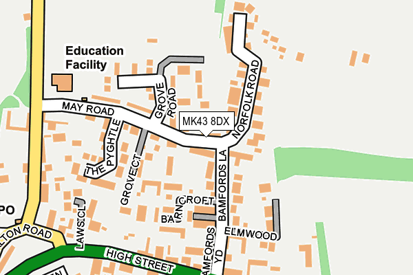 MK43 8DX map - OS OpenMap – Local (Ordnance Survey)