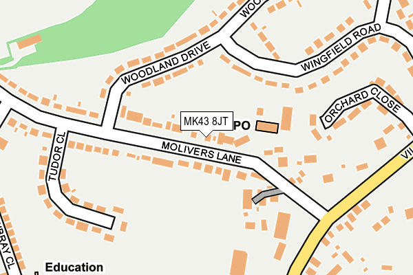 MK43 8JT map - OS OpenMap – Local (Ordnance Survey)