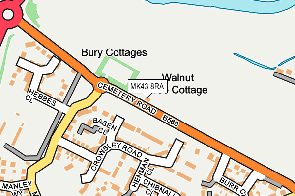 MK43 8RA map - OS OpenMap – Local (Ordnance Survey)