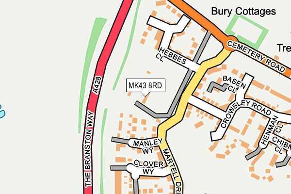 MK43 8RD map - OS OpenMap – Local (Ordnance Survey)