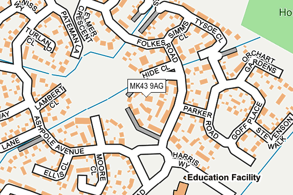 MK43 9AG map - OS OpenMap – Local (Ordnance Survey)