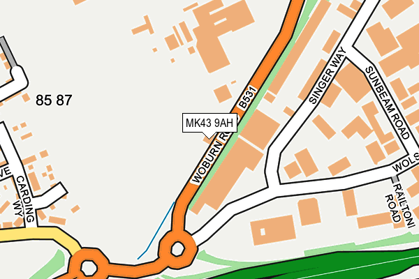 MK43 9AH map - OS OpenMap – Local (Ordnance Survey)