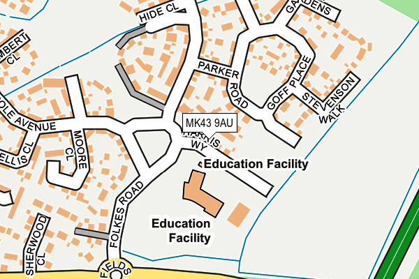 MK43 9AU map - OS OpenMap – Local (Ordnance Survey)