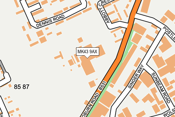 MK43 9AX map - OS OpenMap – Local (Ordnance Survey)