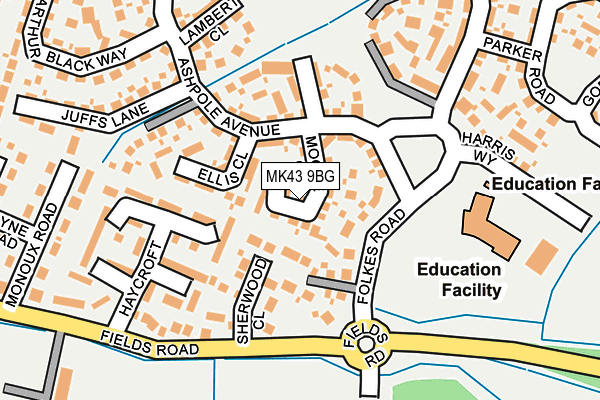 MK43 9BG map - OS OpenMap – Local (Ordnance Survey)