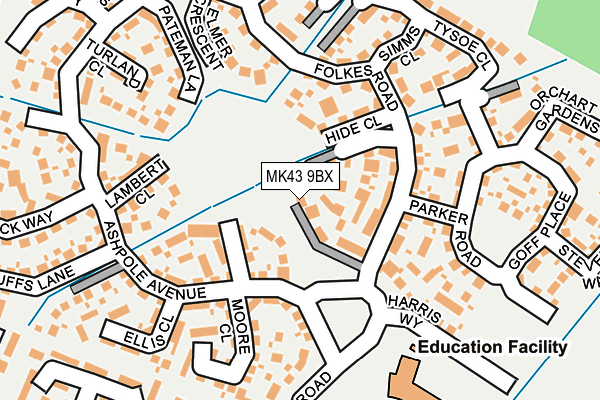 MK43 9BX map - OS OpenMap – Local (Ordnance Survey)