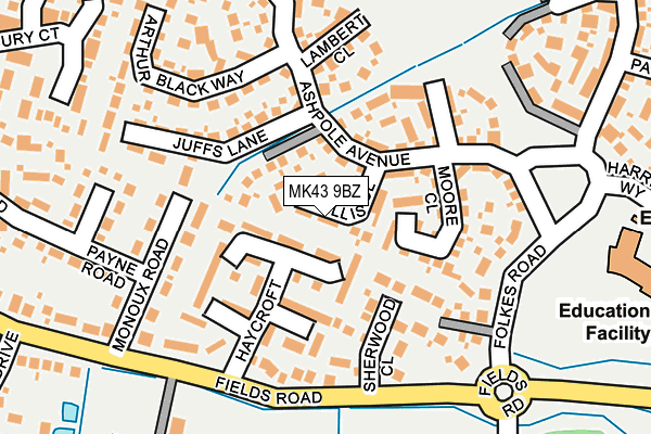 MK43 9BZ map - OS OpenMap – Local (Ordnance Survey)