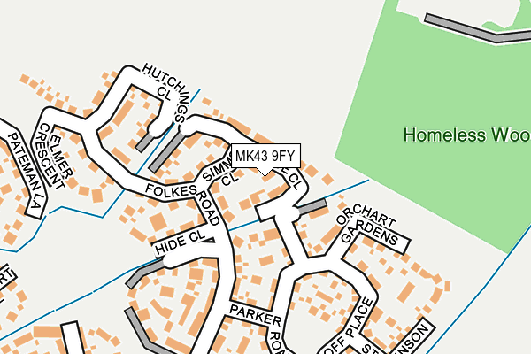 MK43 9FY map - OS OpenMap – Local (Ordnance Survey)