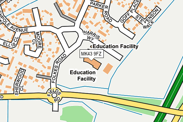 MK43 9FZ map - OS OpenMap – Local (Ordnance Survey)