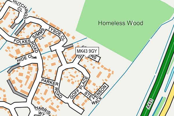 MK43 9GY map - OS OpenMap – Local (Ordnance Survey)