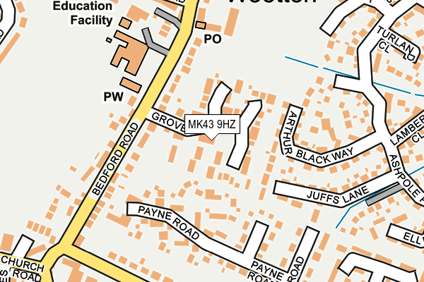 MK43 9HZ map - OS OpenMap – Local (Ordnance Survey)