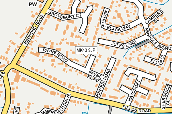 MK43 9JP map - OS OpenMap – Local (Ordnance Survey)