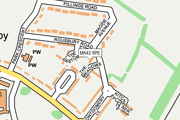 MK43 9PE map - OS OpenMap – Local (Ordnance Survey)