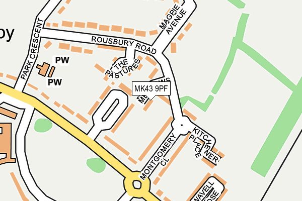 MK43 9PF map - OS OpenMap – Local (Ordnance Survey)