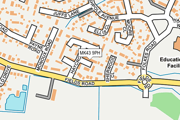 MK43 9PH map - OS OpenMap – Local (Ordnance Survey)